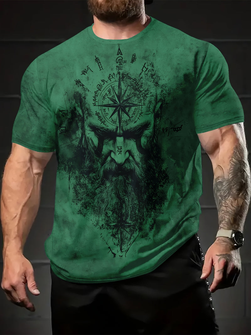 Summer Men's Wandering  Digital Printed Pattern T-shirt.