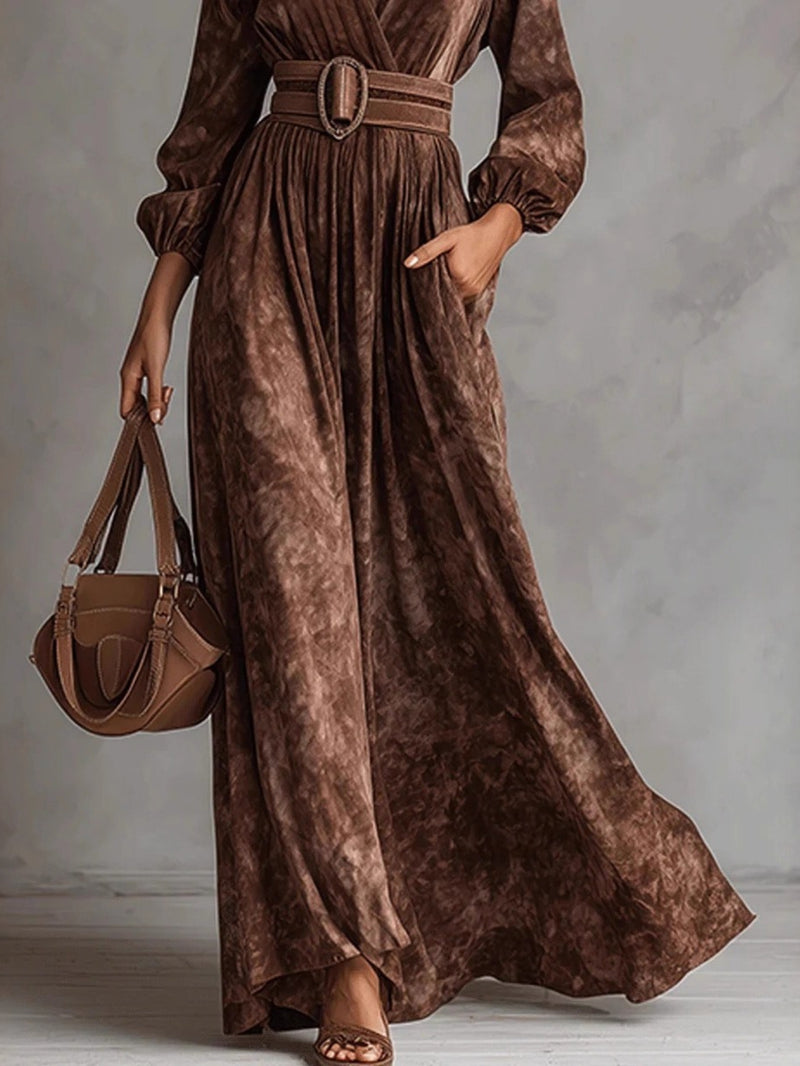 Women's Clothing, French Style, Temperament V-neck Long-sleeved Waist.