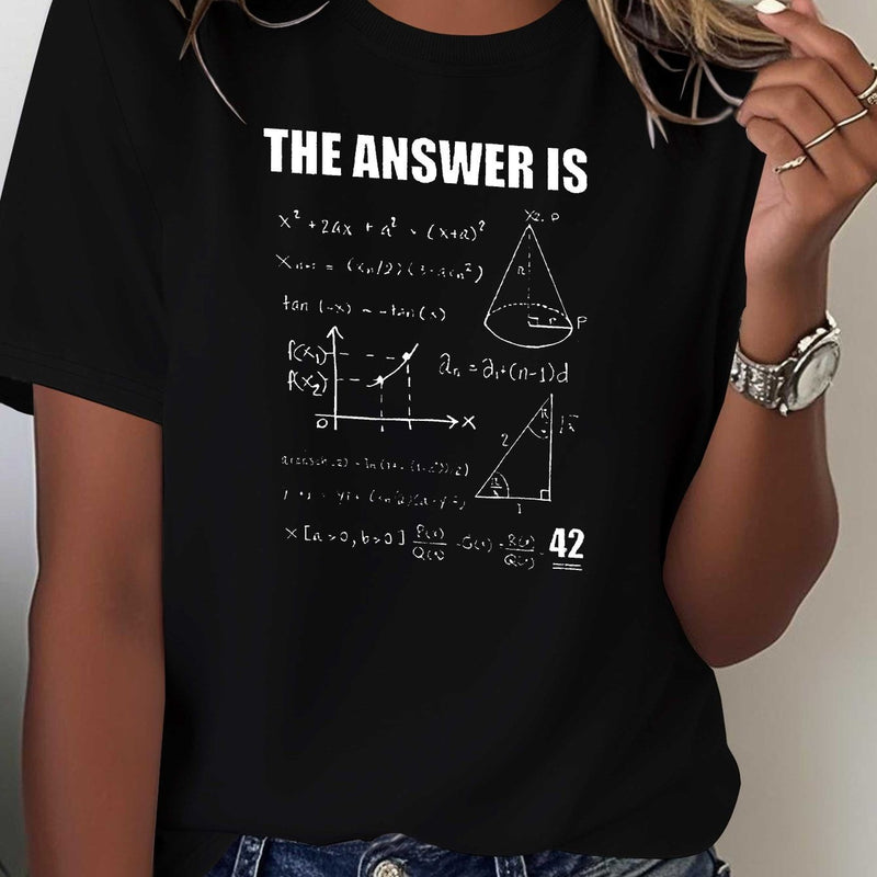 Women's Pure T-Shirt with Math-Themed Print.