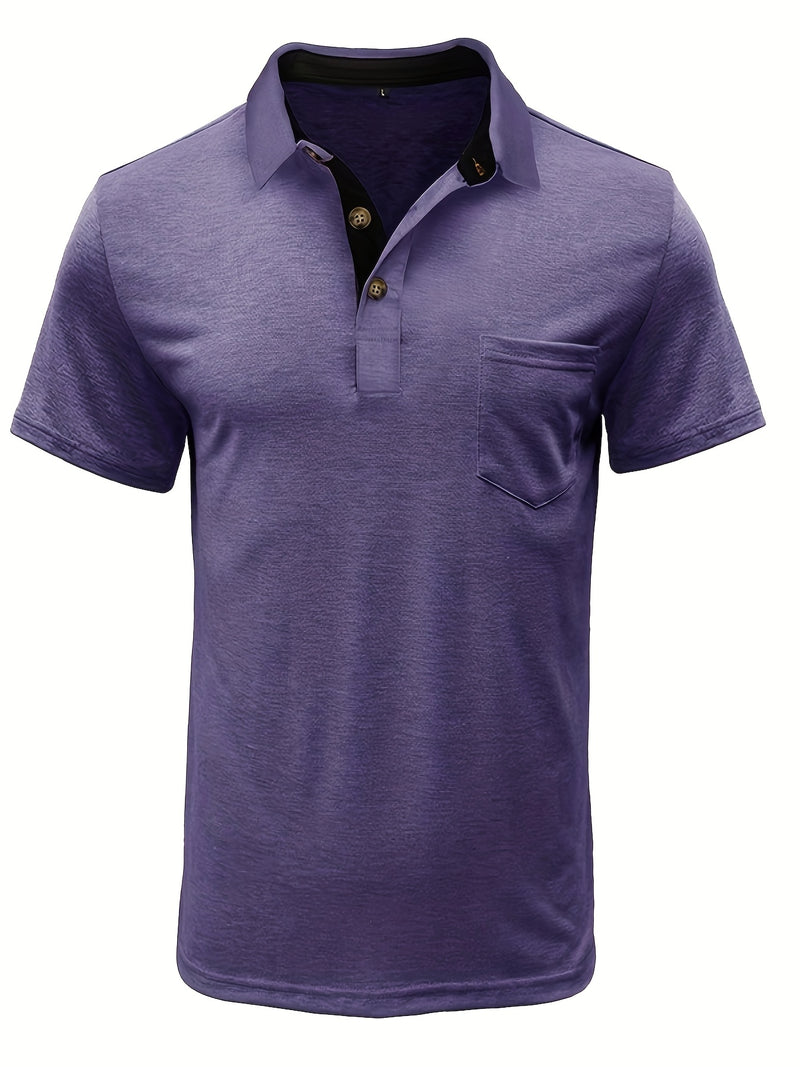 Men's Plaid Collar Pocket T-shirt.