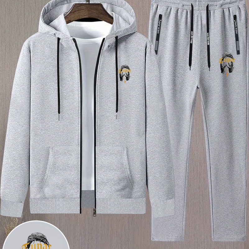 Men's Trendy Autumn And Winter Hooded Jacket Set.