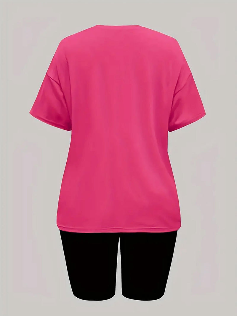 Two-piece set short-sleeved T-shirt and short leggings.