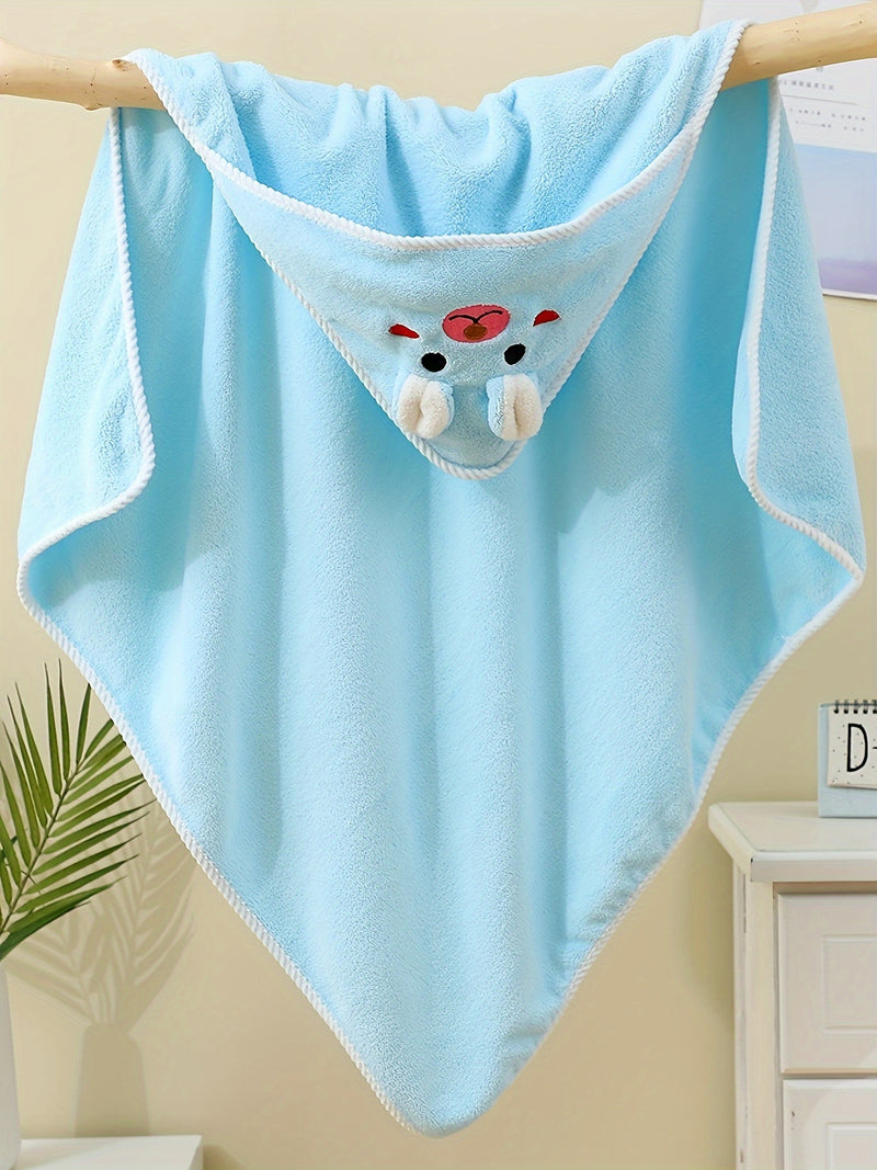 Baby's Animal Pattern Hooded Bathrobe, Multi-functional & Highly Absorbent.