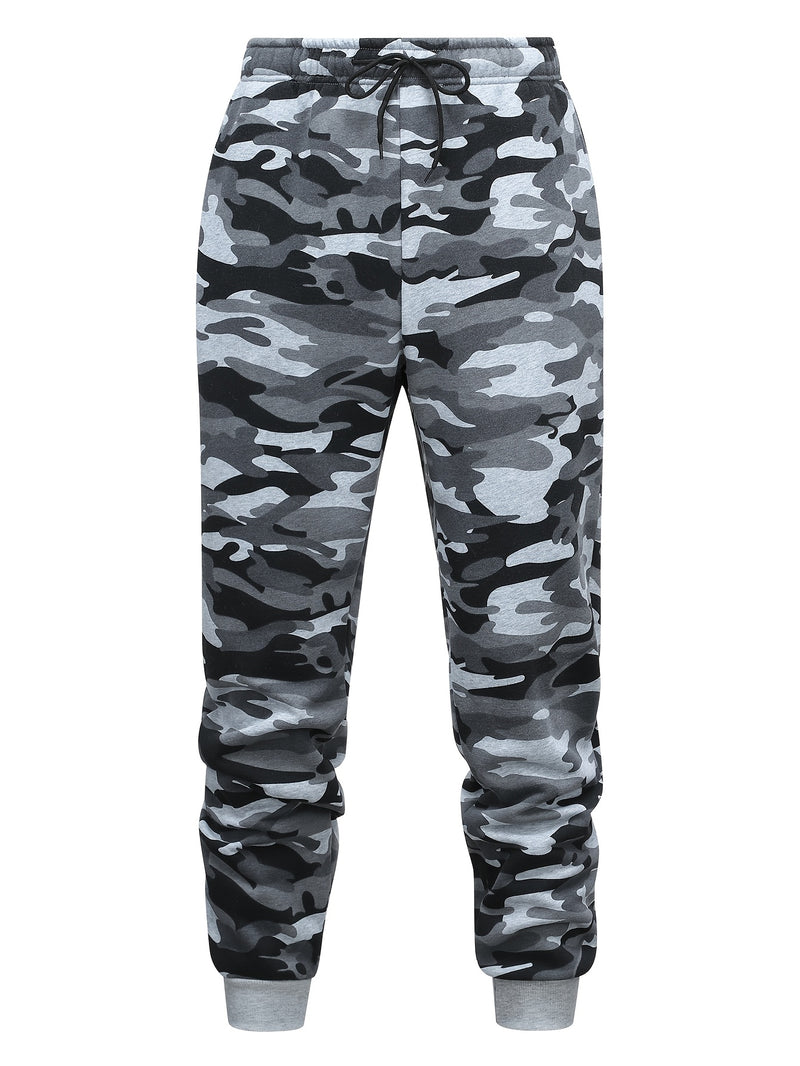 Men's Camouflage Print Hooded Sweatshirt and Jogger Set.