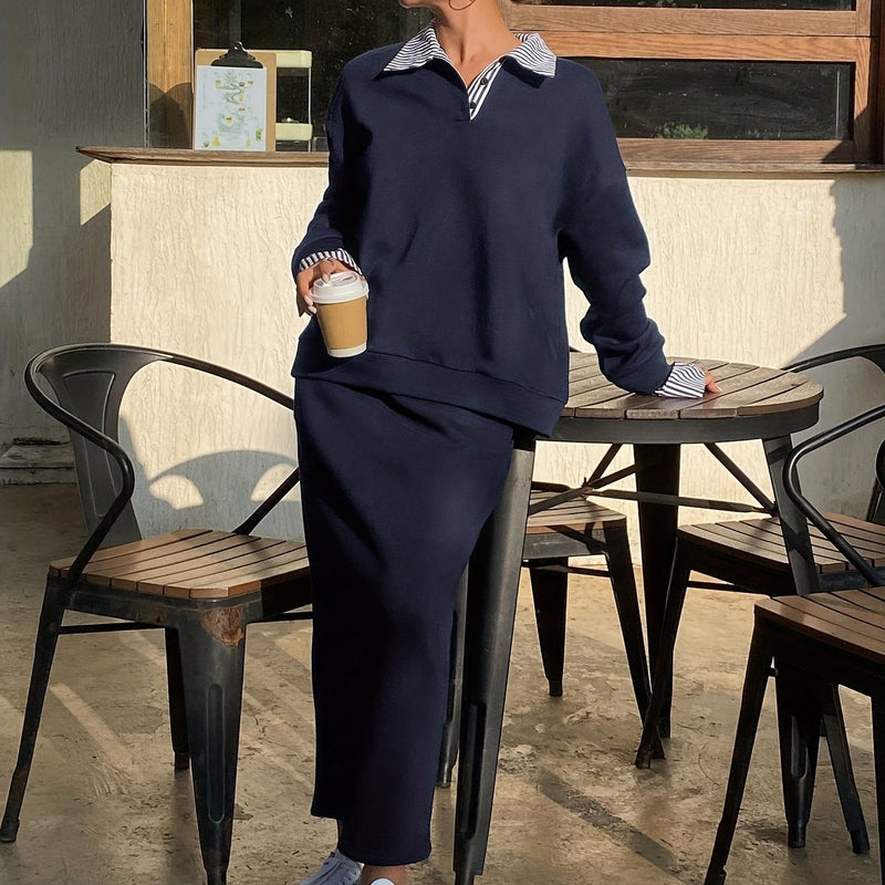 Women's College-Style Two-Piece Outfit.