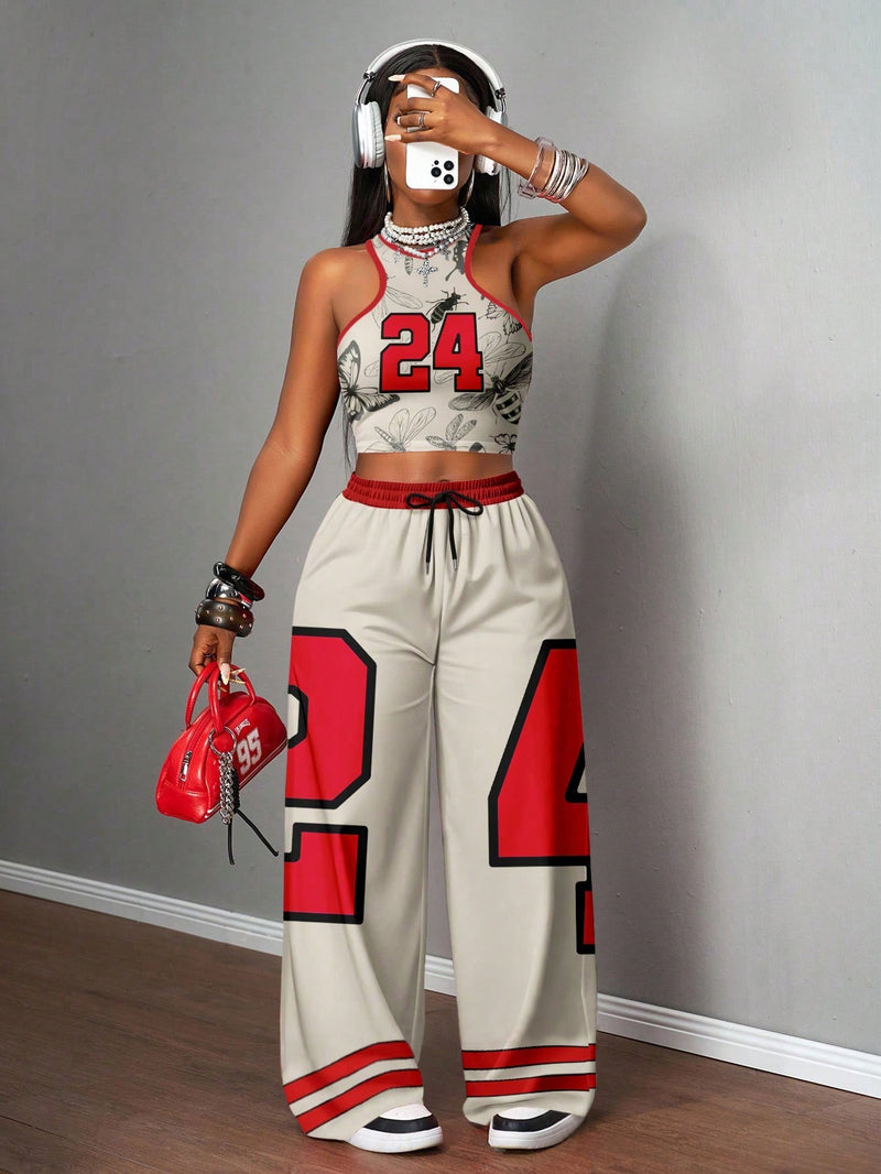 Two-piece Women's Tank Top and Shorts Set.