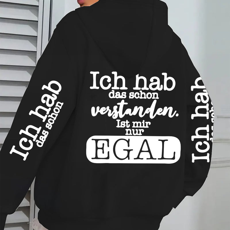Women's Black Stylish Minimalist Zip-Up Hoodie.