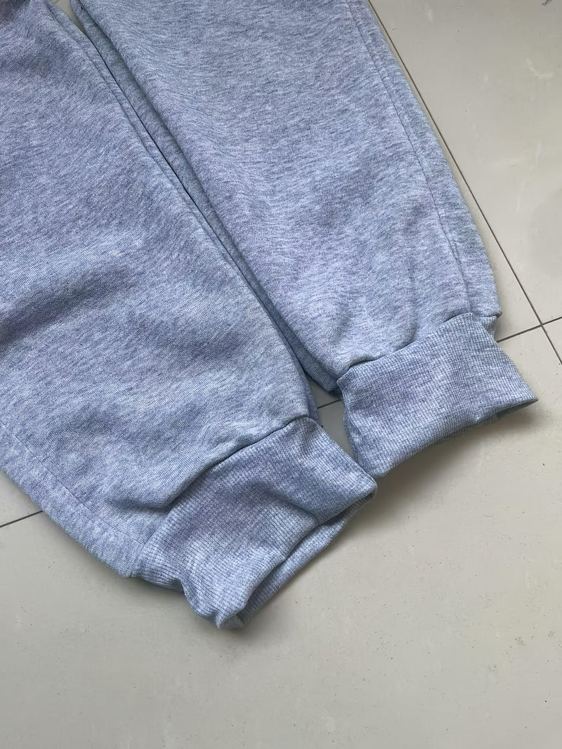 Men's Solid Color Loose Sports Pants, Micro Elastic Warm Thick Casual Pants.