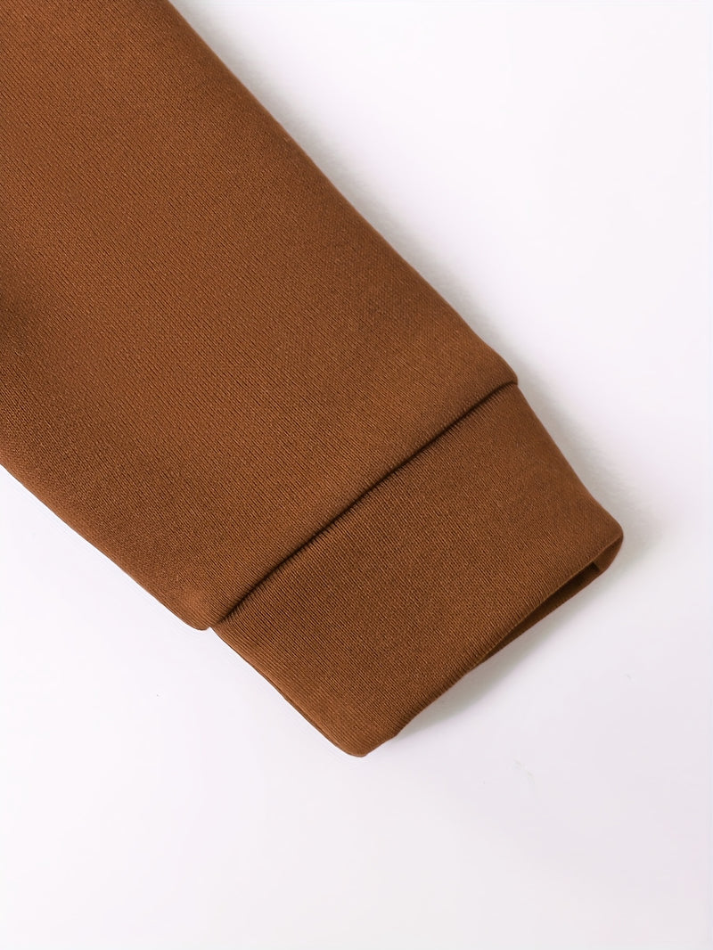 2pcs Boys Autumn/Winter Fleece-Lined Hooded Sweatshirt and Pants Set.