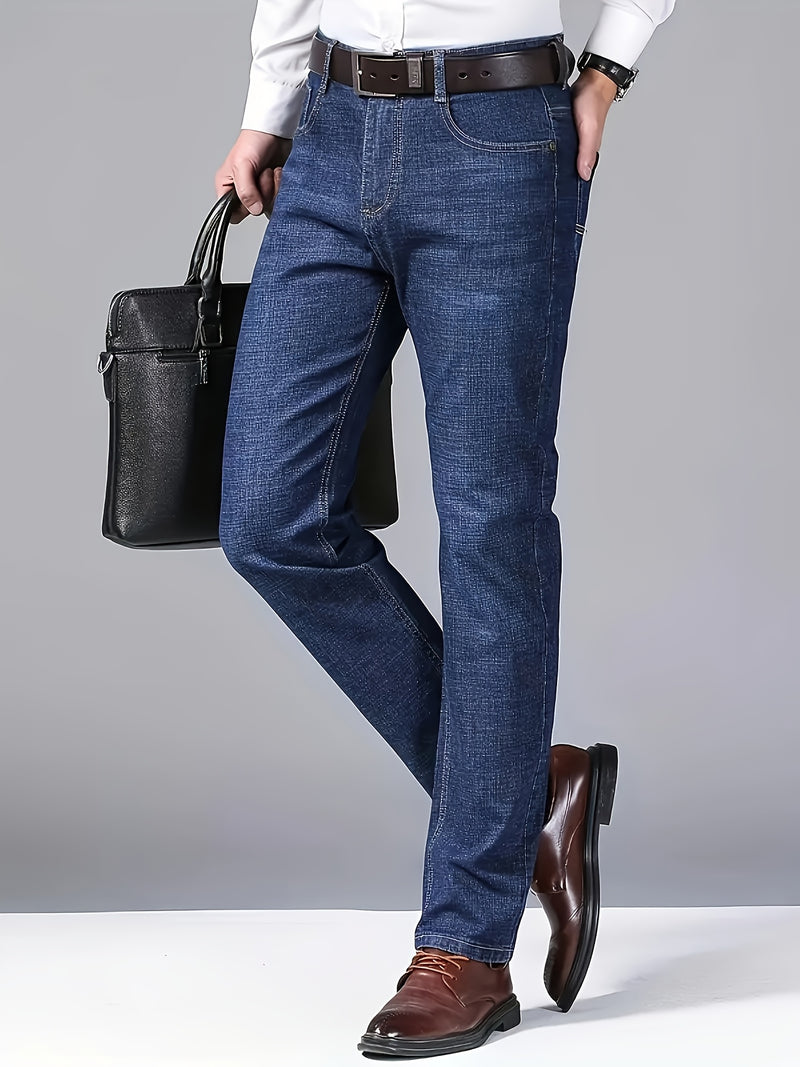 Geng Yuanshi Men's Autumn/Winter Classic Blue Jeans.