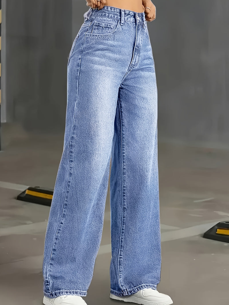 Women's Straight-Leg Wide-Leg Denim Trousers.
