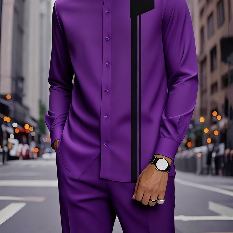 2pcs Pius Men's Suit Set - Tailored Matching Business & Formal Wear.