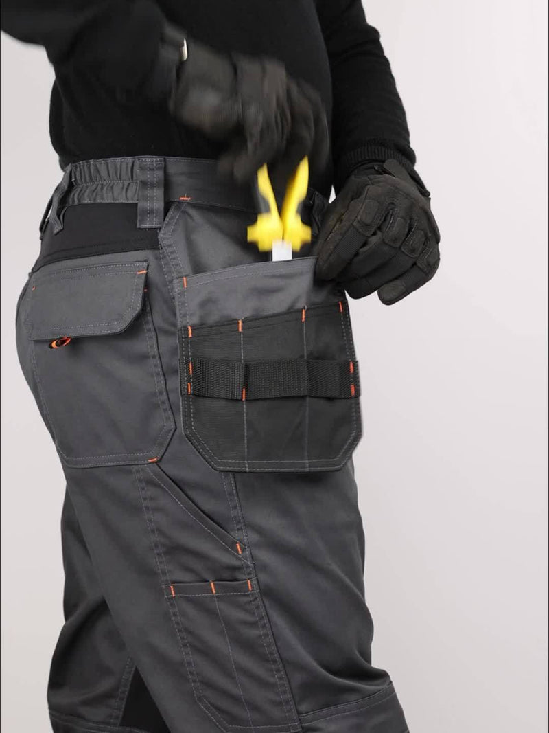 Men's Elastic Cargo Pants with Multiple Pockets, All-Season Style.