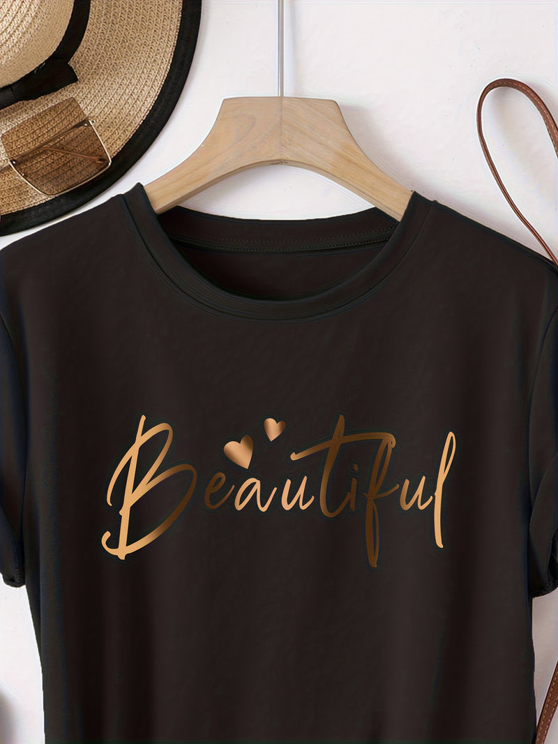 3pcs Women'S Short Sleeve T-Shirts with Inspirational Letter Print.
