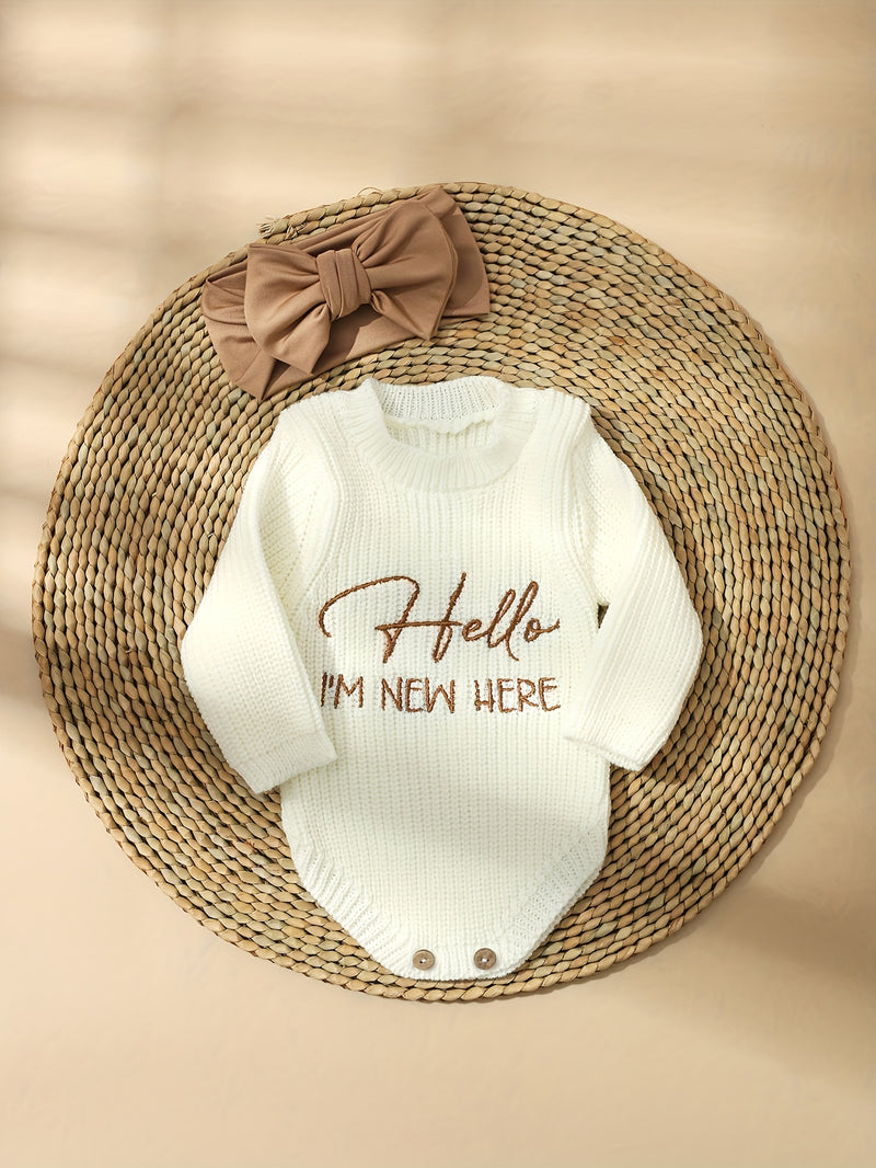 2pcs Newborn Photography Outfit, Baby Girl Knit Sweater with Bow Set.