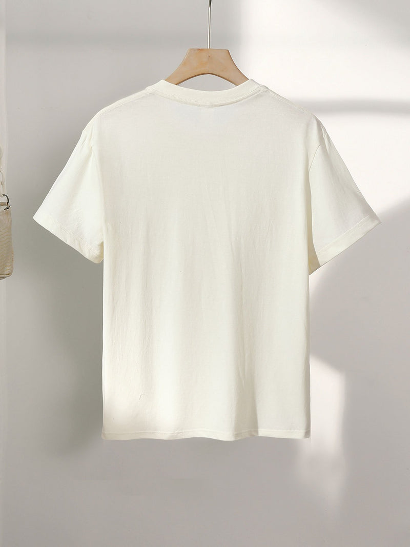 Women’s Graphic Print T-shirt, Short Sleeve Crew Neck Casual.