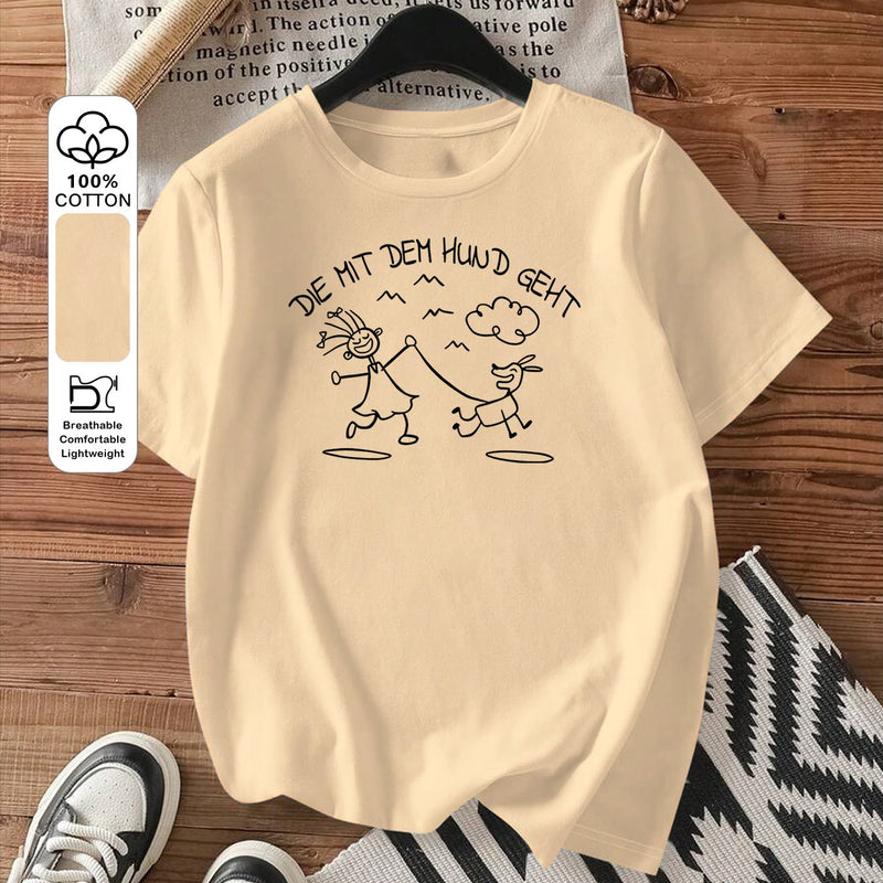 Women's Stylish Printed Round Neck Short Sleeve T-Shirt.