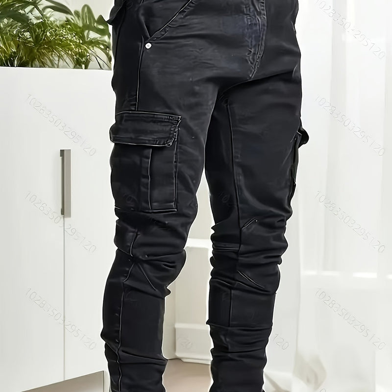 Men's Trendy Casual Long Pants with Multiple Pockets.