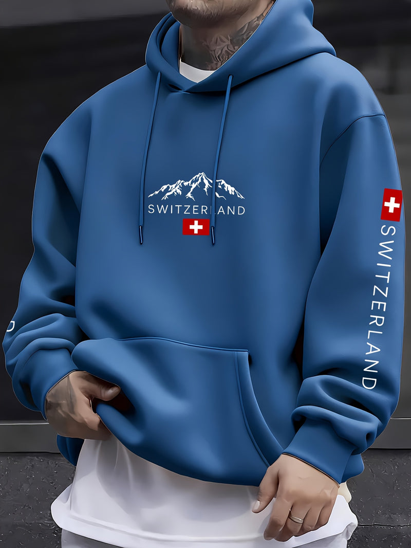 Men'S & Women'S Swiss Flag & Matterhorn Mountain Graphic Hooded Sweatshirt.