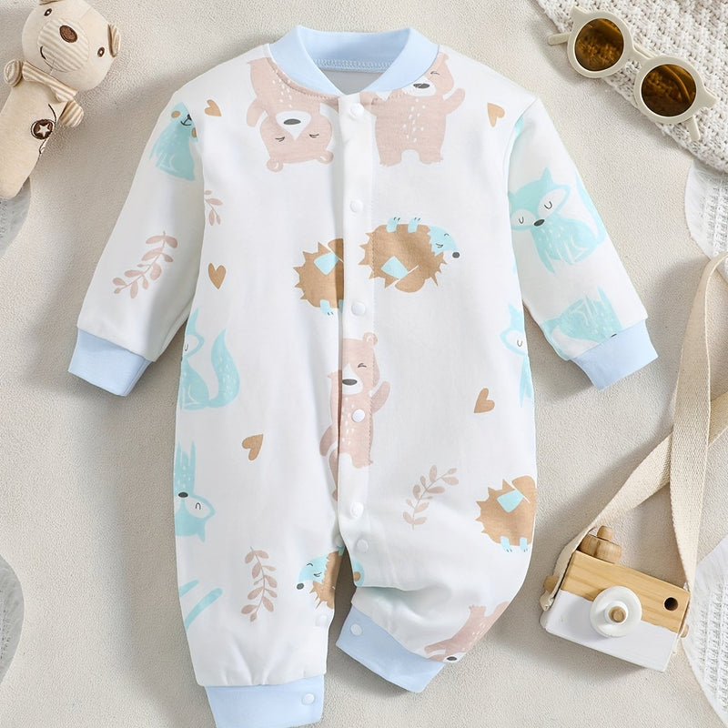 1pc Long Sleeve Knitted Bodysuit with Full Print.