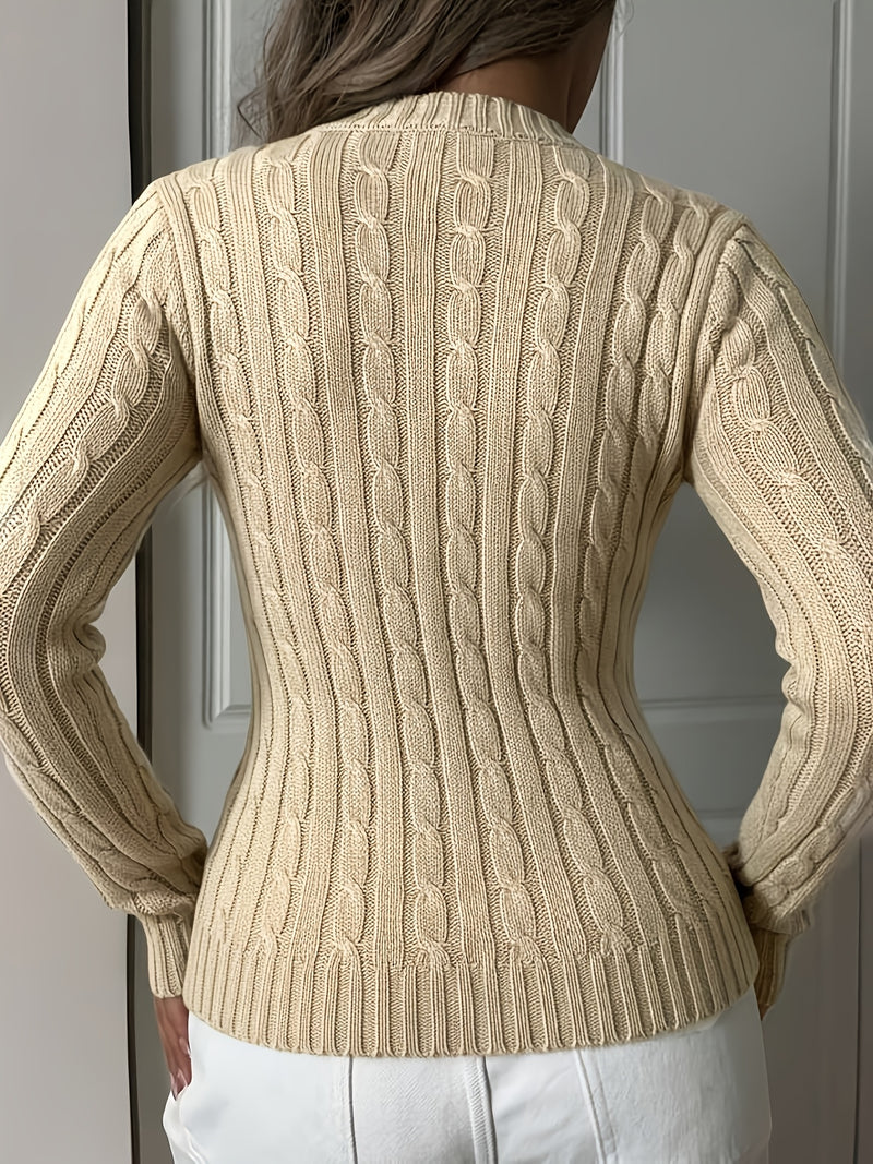 Elegant Ladies' V-neck Long Sleeve Slim Fit Cardigan.
