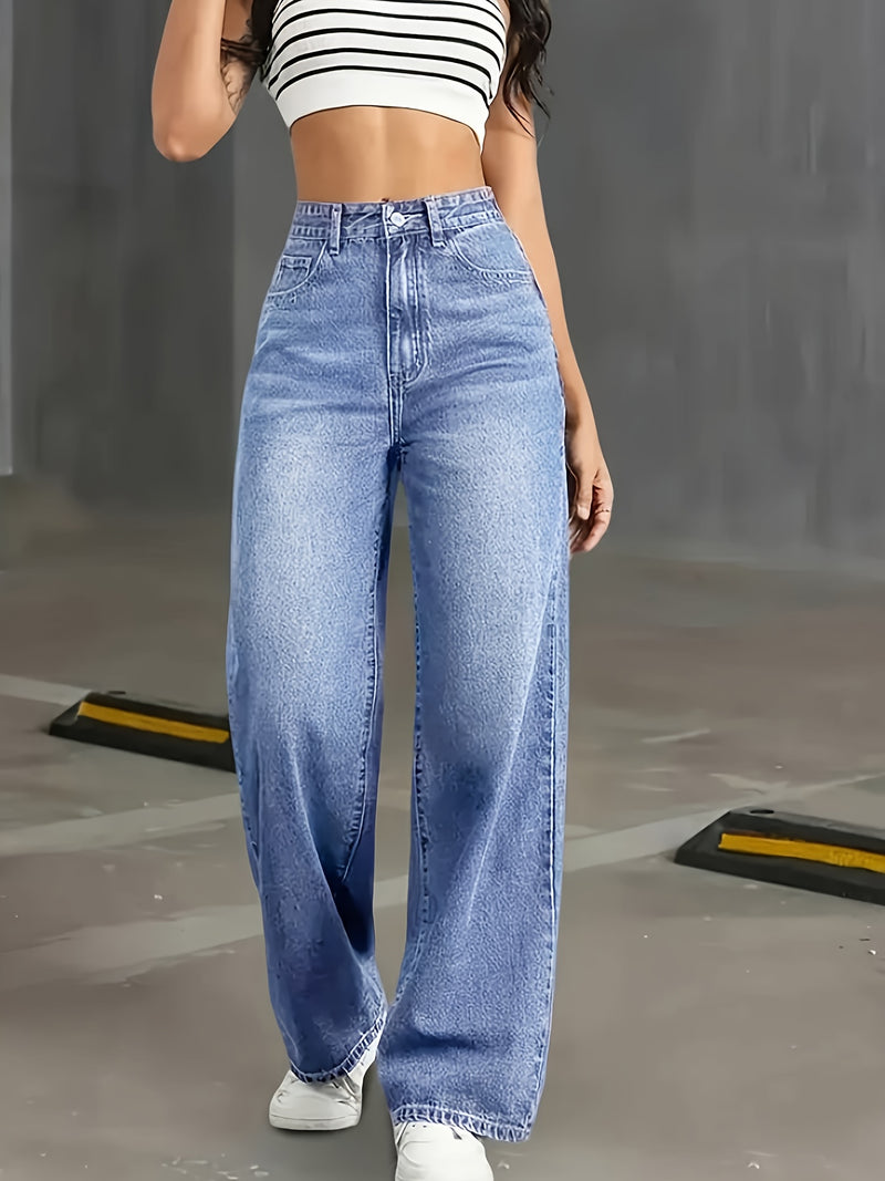 Women's Straight-Leg Wide-Leg Denim Trousers.