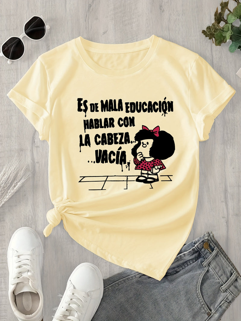 Women’s Graphic Print T-shirt Crew Neck Casual.