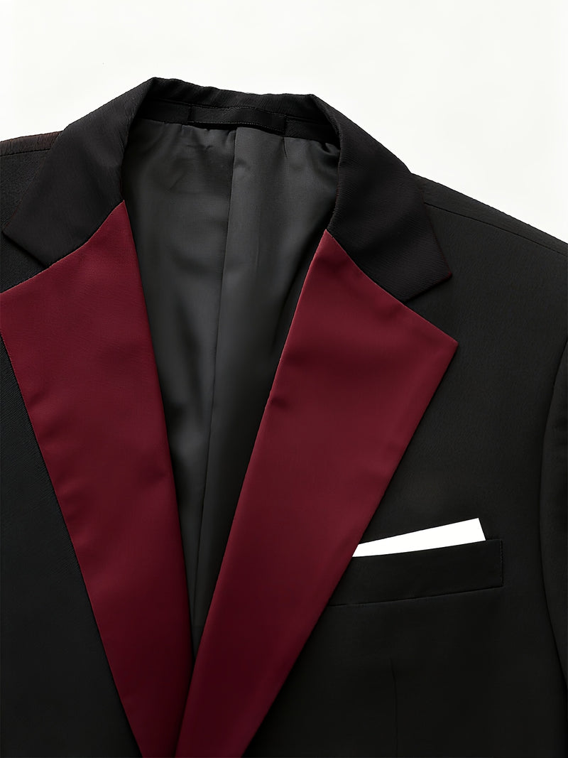 Men's 3pcs Suit Set, Blazer + Vest + Trousers, Groomsmen Business.