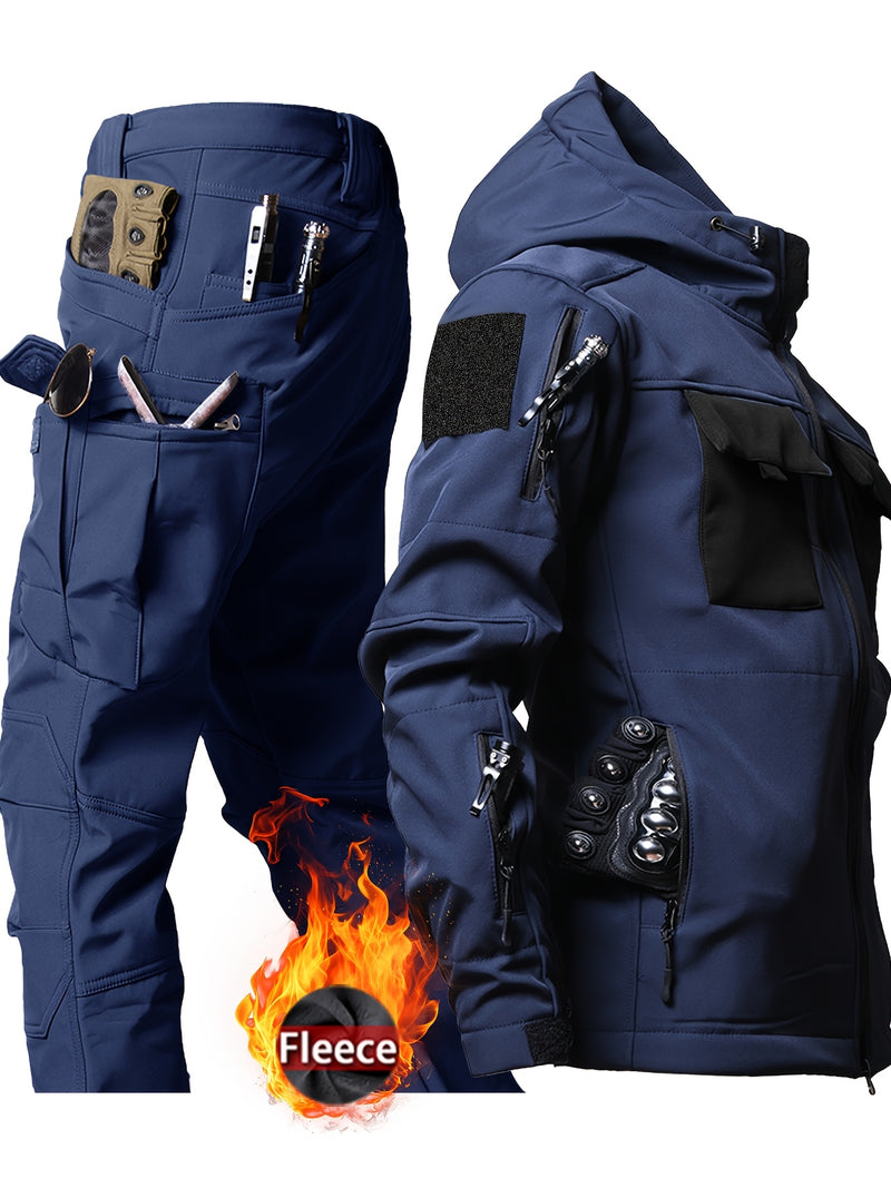 Autumn and Winter Men's  Fleece-Lined Two-Piece Set.