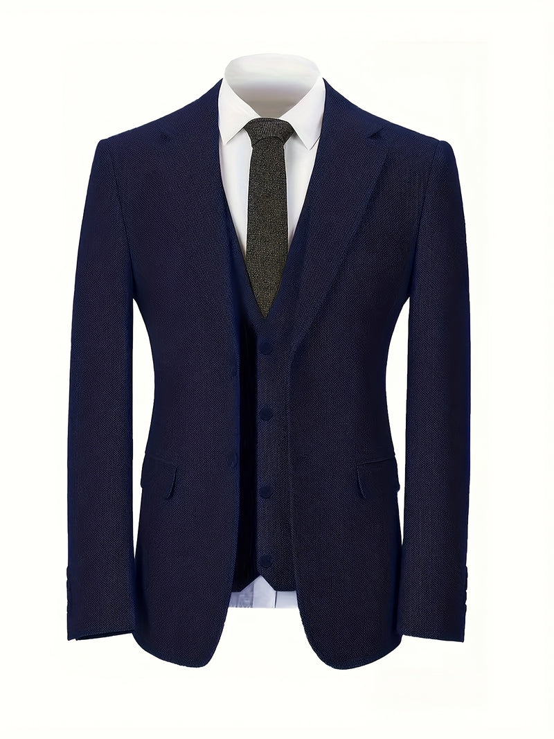 Men's Three-piece Suit Set, Including a Vest, Trousers.