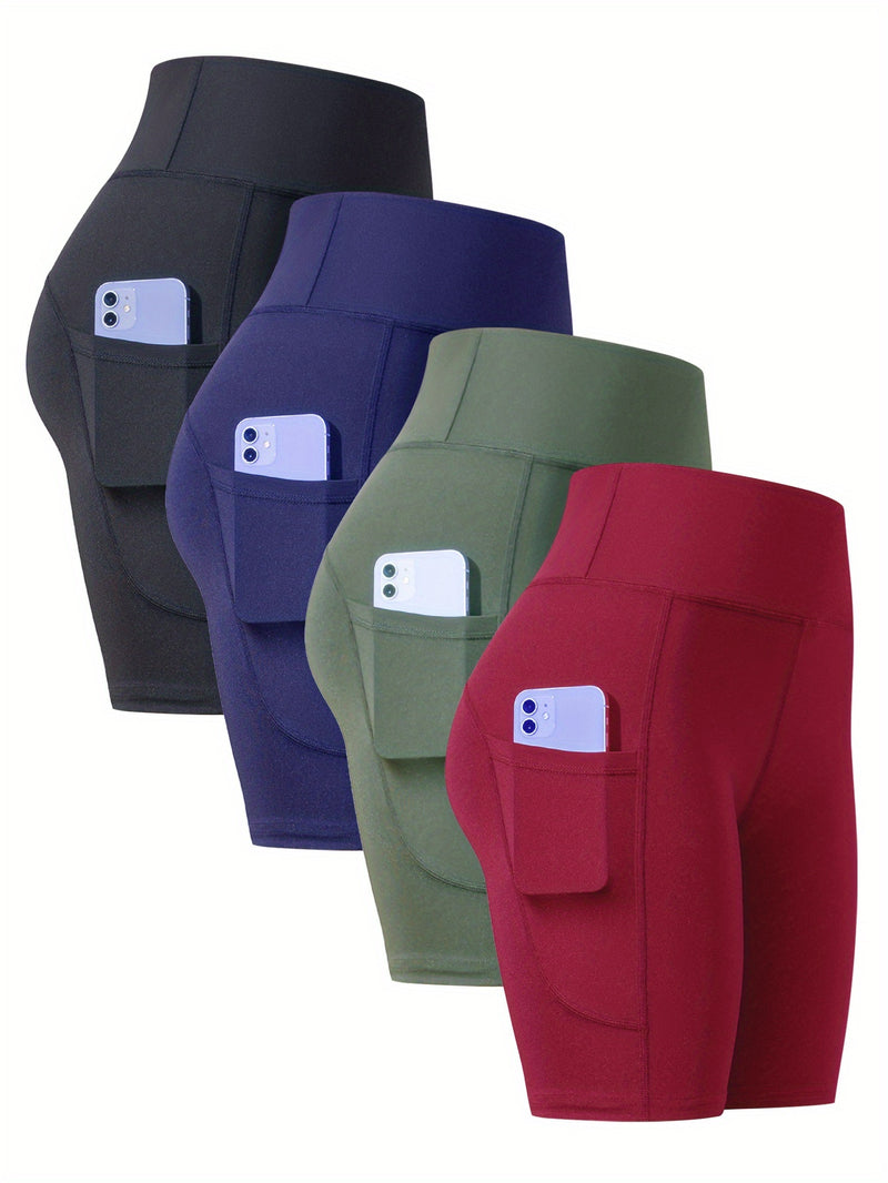 4-Pack Women’s Athletic Shorts, Fashion Yoga Shorts.