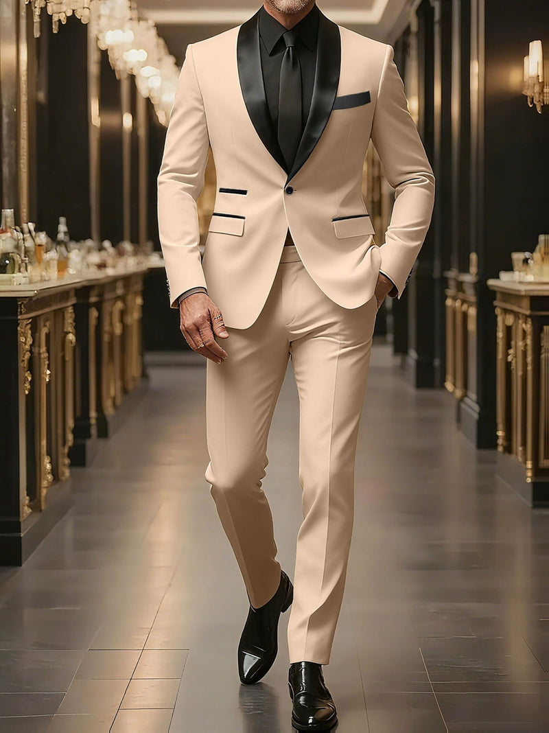 Men's Suit Set - 2pcs Jacket and Trousers, Long Sleeve, Polyester, Classic Lapel.