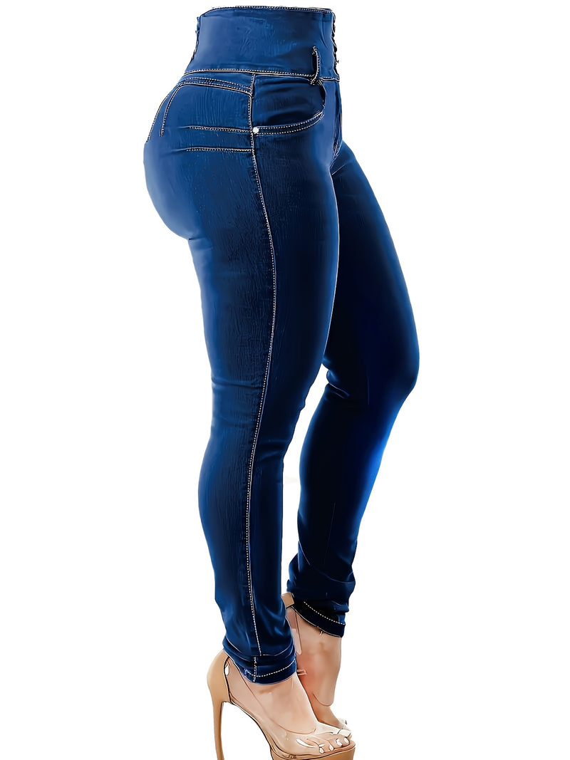 Women's Fashionable High-Waisted Skinny Jeans.