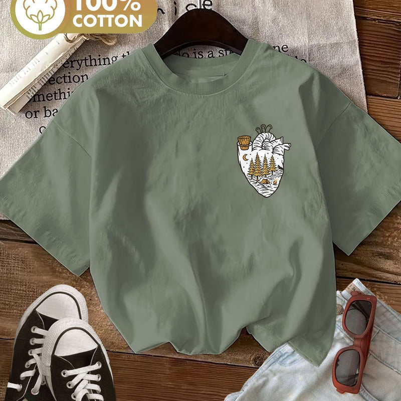 Women’s Graphic Print T-shirt, Short Sleeve Crew Neck.