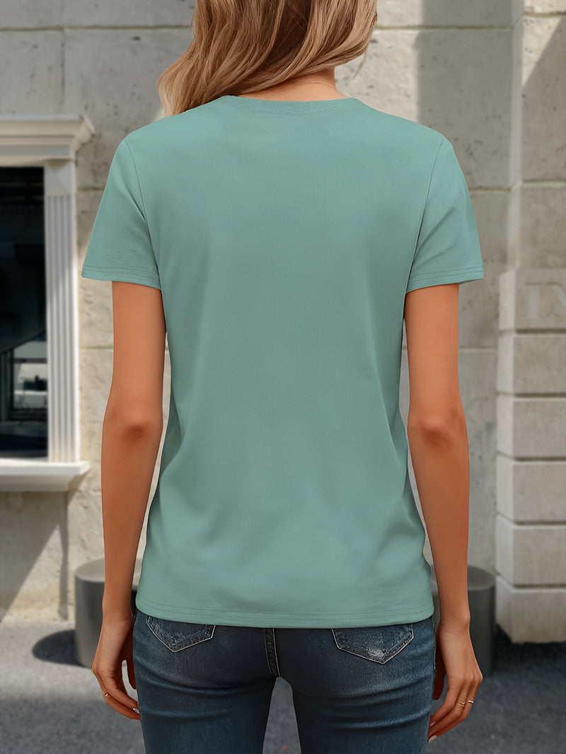 Women’s Fashion Solid Color Short Sleeve T-Shirt Two-Pack.