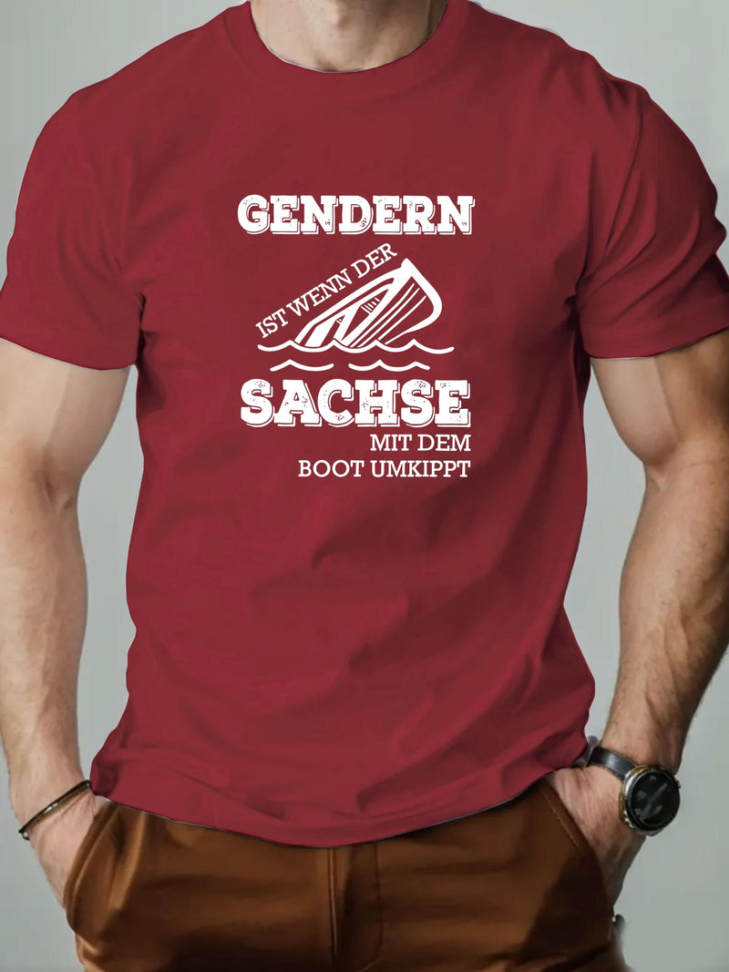 Men's Gender Slogan Graphic Summer Casual Short-Sleeve T-Shirt.