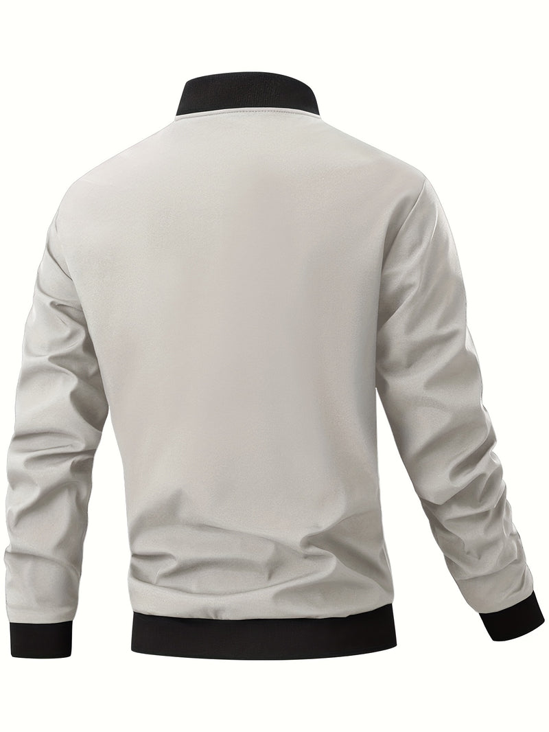 Men'S Casual Bomber Jacket | Spring-Autumn, Non-Stretch, Baseball Collar.