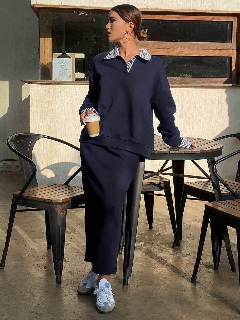 Women's College-Style Two-Piece Outfit.