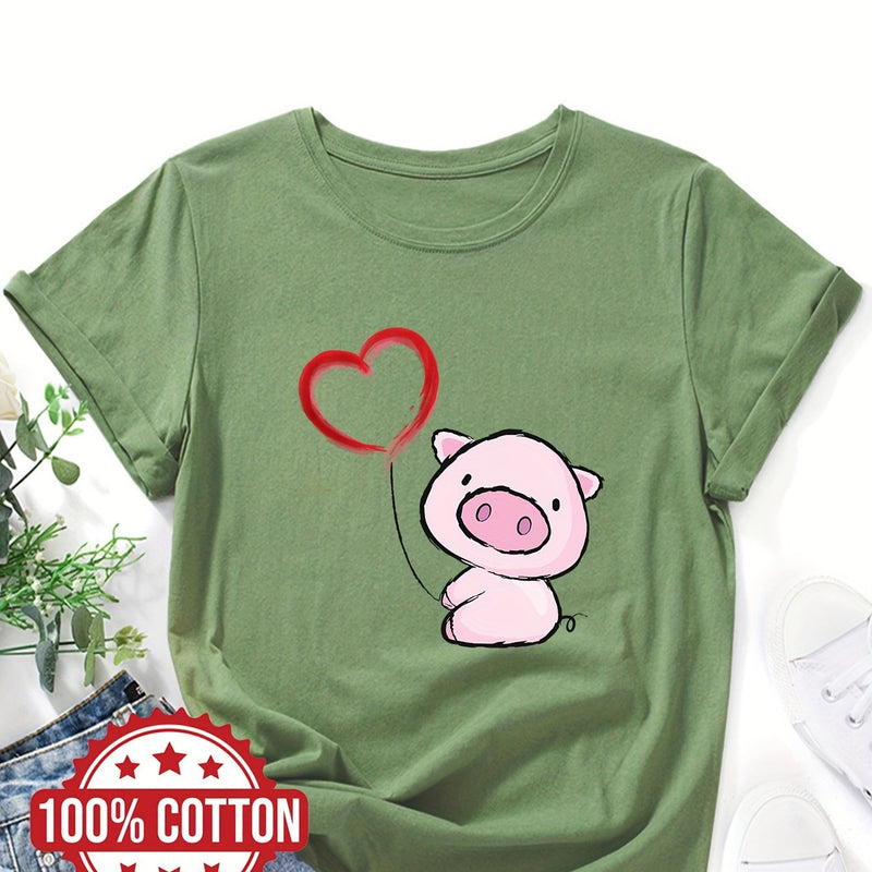 Women's Cute & Heart Balloon Print T-Shirt.
