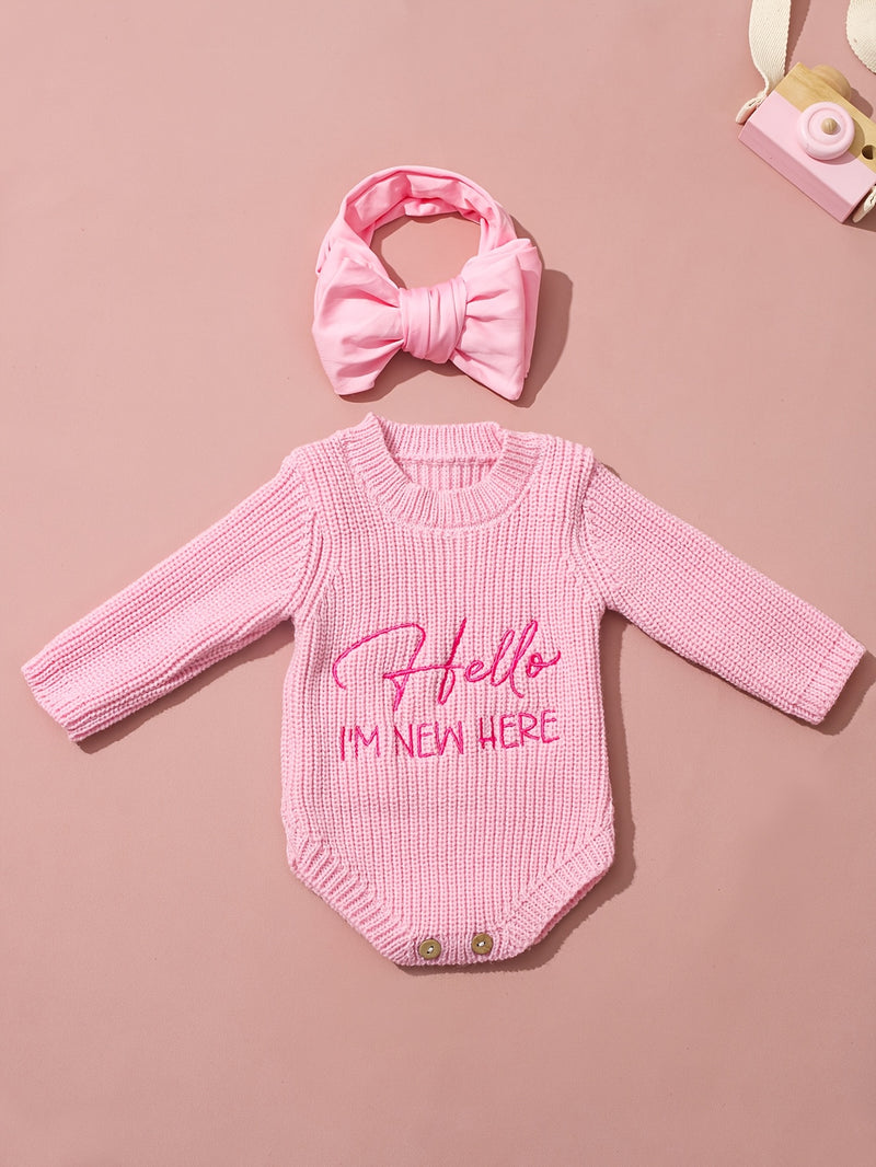 2pcs Newborn Photography Outfit, Baby Girl Knit Sweater with Bow Set.