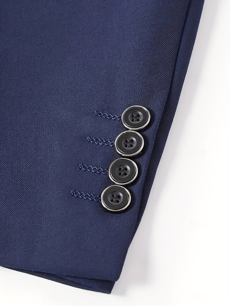 Men's 3pcs Suit Set, Blazer + Vest + Trousers, Groomsmen Business.