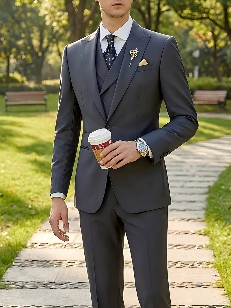 Men's Premium Dark Grey Suit Set.