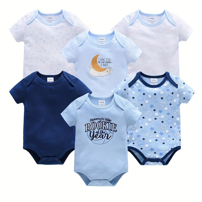 6pcs Newborn Baby Short-Sleeve Onesies.
