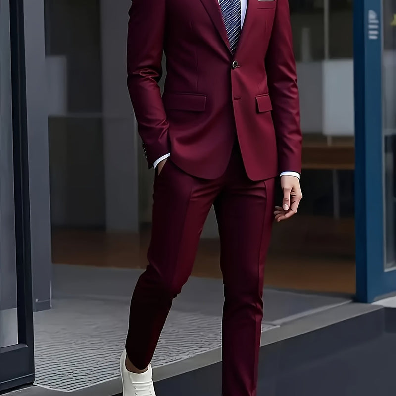 Men's Premium Two-Piece Suit, Jacket + Pants, Ideal for Formal Wear.