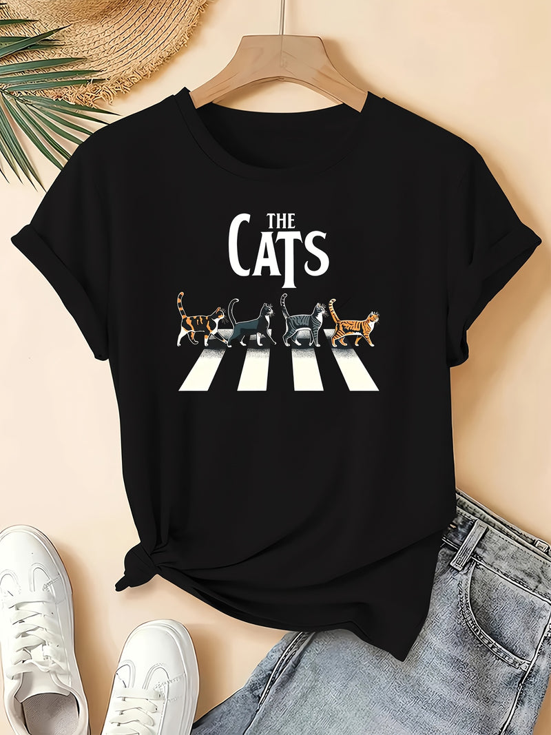 Plus Size Women's "The Cats" Graphic T-Shirt.