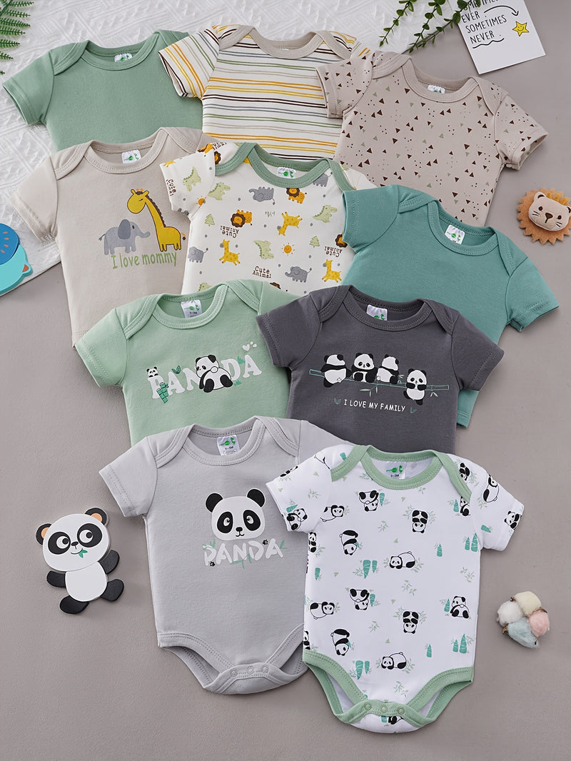 Baby Boy Cartoon Panda Giraffe Elephant Print.