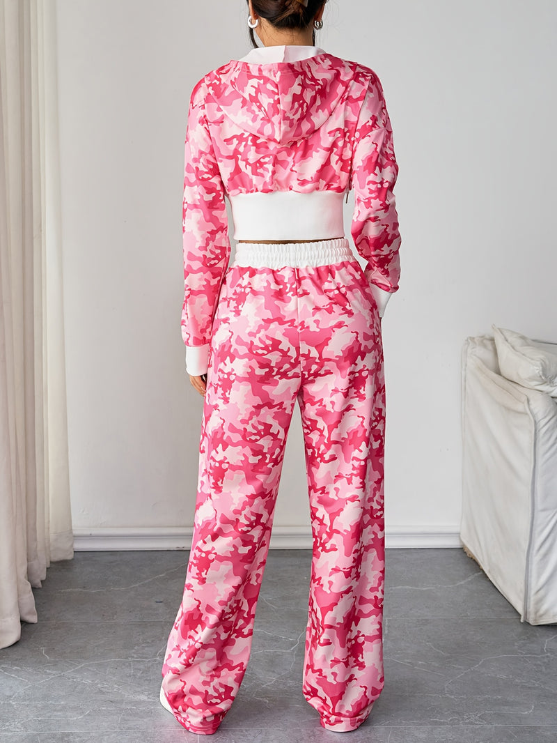 Women's Two-Piece Set, Spring/Autumn Long Sleeve Hooded.