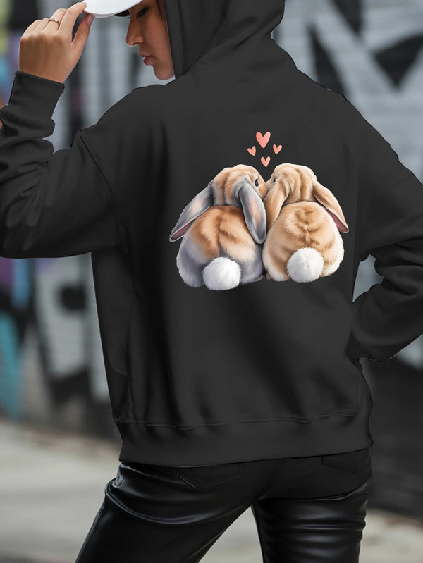 Cute Rabbit Back Women's casual sweatshirt back printed fashionable.