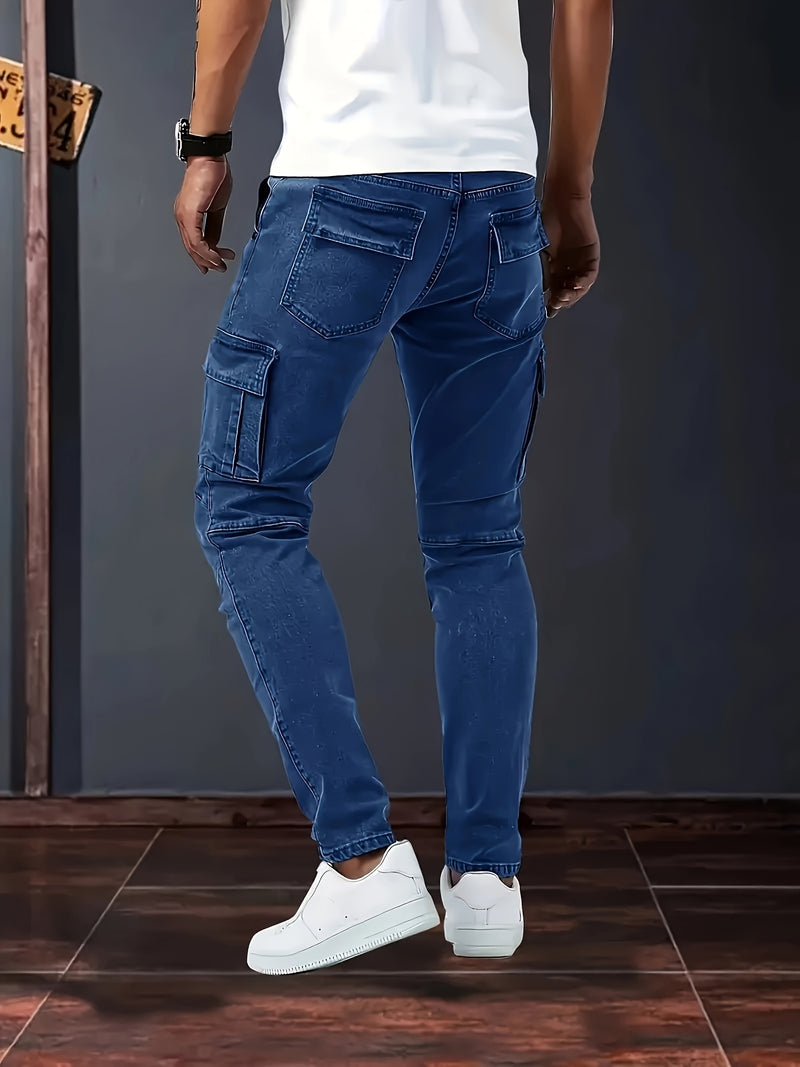 Men's Trendy Casual Long Pants with Multiple Pockets.