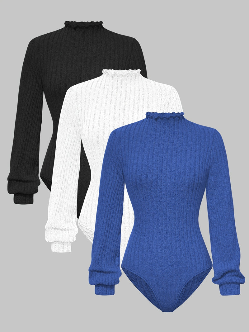 3pcs Women's Slim-Fit Layering Long Sleeve T-Shirts.